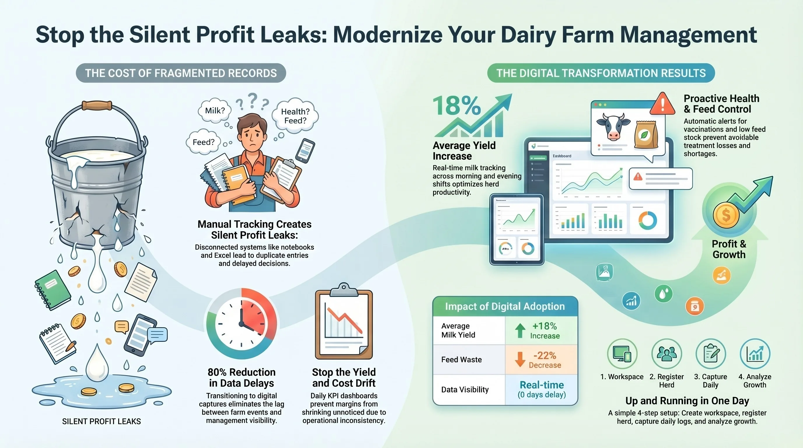 DairyFarm system interface on desktop and mobile devices